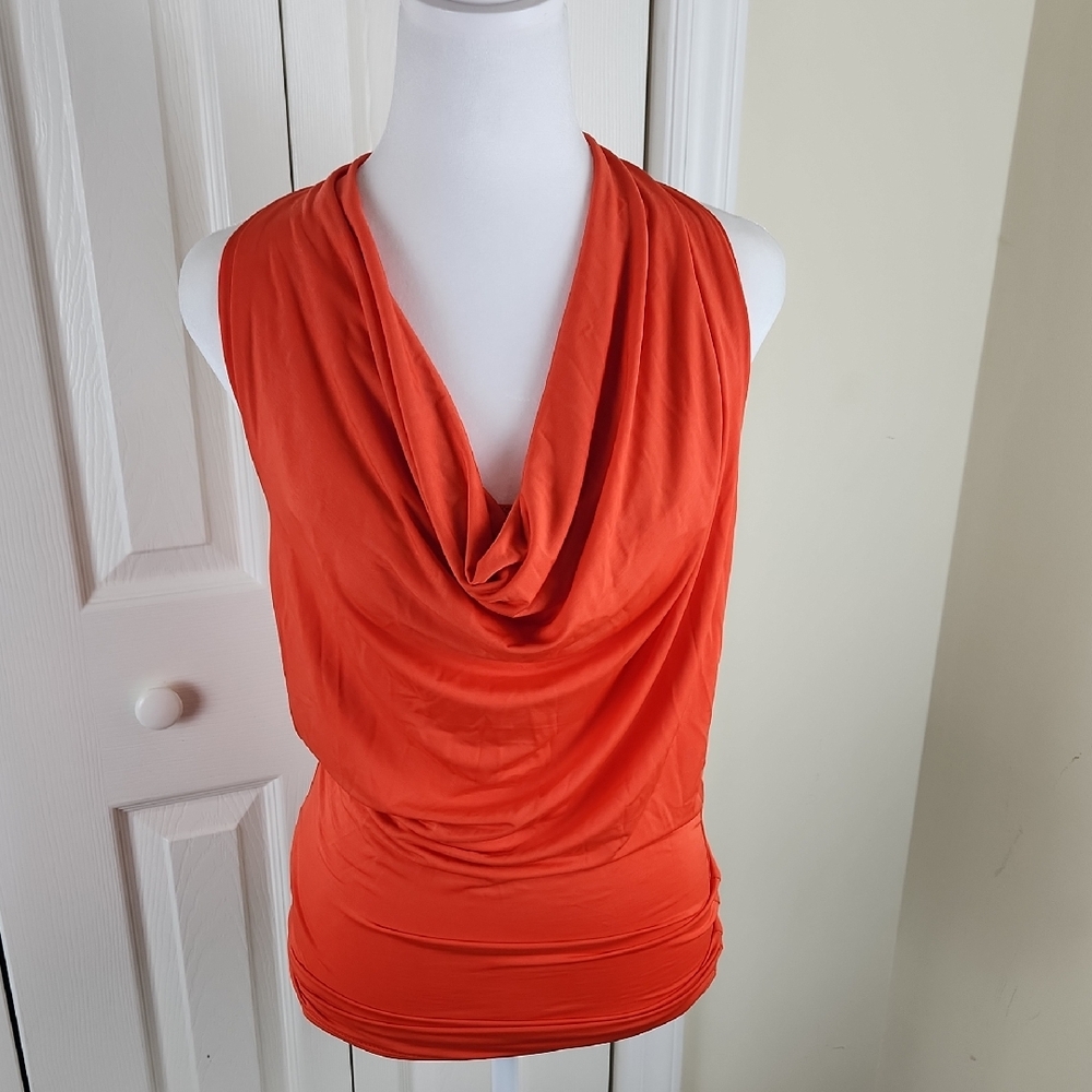Bodycon Orange Drape Neck Dress NWOT One Size Stretch Clubwear